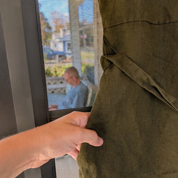 Quince 100% Linen Button Front Midi Dress Olive Green XL - Picture 7 of 8